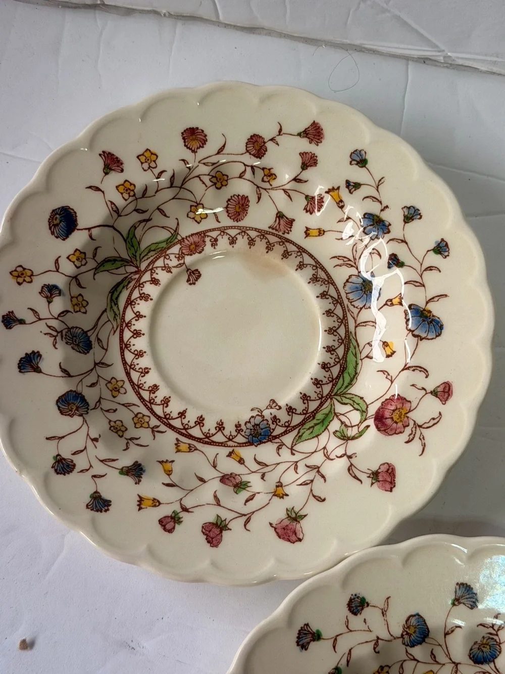 Vintage set of 3 Vernon Kilns 6” Small saucer Bloom  MADE IN CALIFORNIA